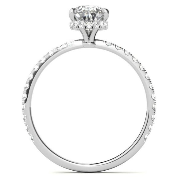 10x7mm-2.0Ct Pear Moissanite & Lab Diamond Ring - Picture 3 of 9